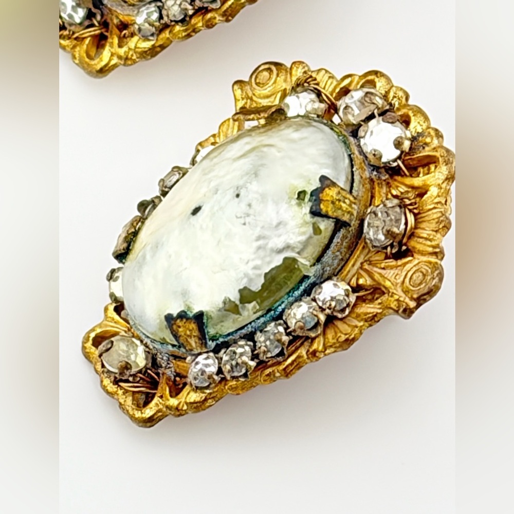 RARE Miriam Haskell Baroque Pearl Pendant Necklace and Earrings - Picture 9 of 9